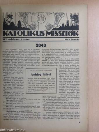 Katolikus Missziók 1943. január-december