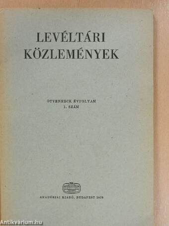 Levéltári közlemények L/1-2.