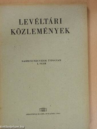 Levéltári közlemények XXXIV/1-2.