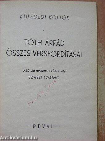 Tóth Árpád összes versfordításai