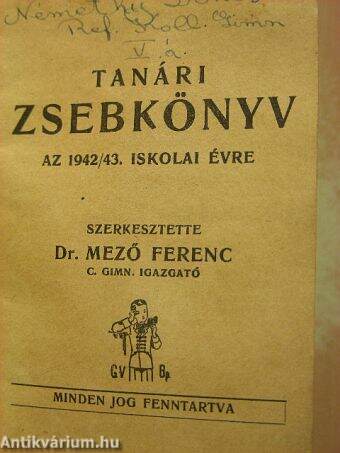 Tanári zsebkönyv az 1942/43. iskolai évre