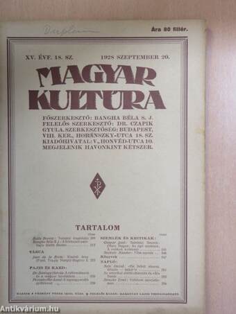 Magyar Kultúra 1928. szeptember 20.