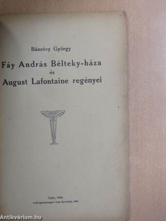 Fáy András Bélteky-háza és August Lafontaine regényei