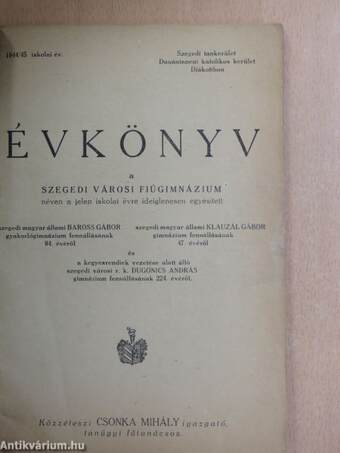 Évkönyv 1944/45.