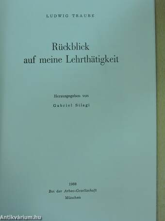 Rückblick auf meine Lehrthätigkeit