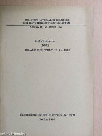 Bilanz der Welt 1917-1918