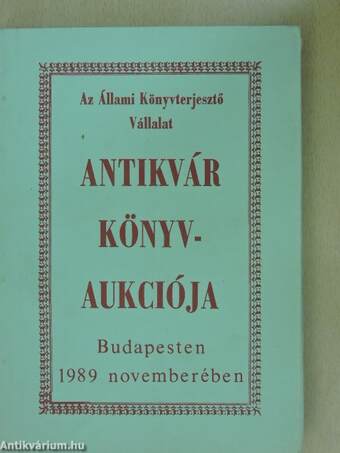 Az Állami Könyvterjesztő Vállalat antikvár könyvaukciója Budapesten 1989 novemberében