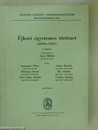 Újkori egyetemes történet 1870-1917