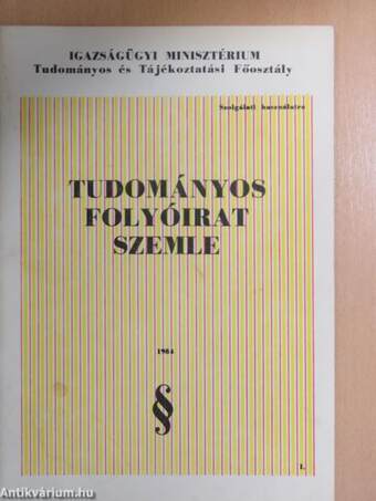 Tudományos Folyóirat Szemle 1984/1-4.