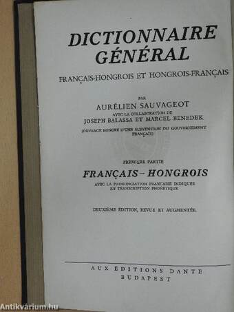 Francia-magyar és magyar-francia nagy kéziszótár I-II.