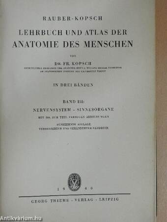 Lehrbuch und Atlas der Anatomie des Menschen III.