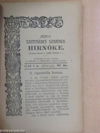 Jézus Szentséges Szivének Hirnöke 1917. november