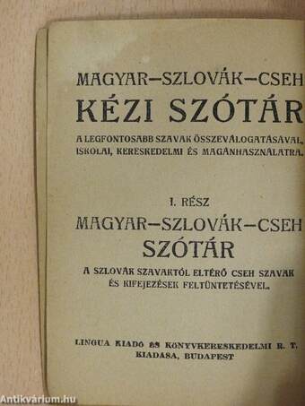 Magyar-szlovák-cseh és szlovák-cseh-magyar kézi szótár I-II.