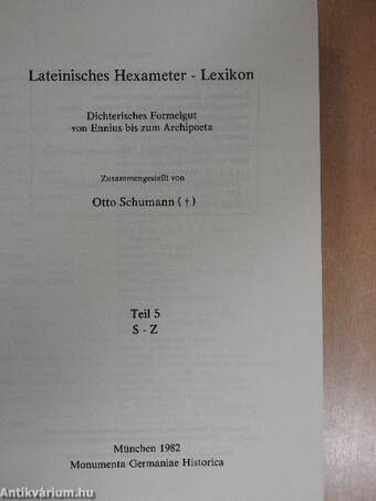 Lateinisches Hexameter-Lexikon Teil 5 S-Z