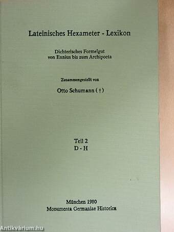 Lateinisches Hexameter-Lexikon Teil 2 D-H