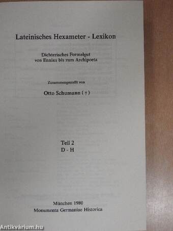 Lateinisches Hexameter-Lexikon Teil 2 D-H