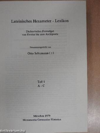 Lateinisches Hexameter-Lexikon Teil 1 A-C