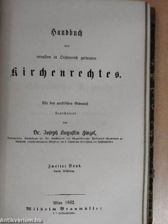 Handbuch der neuesten in Oesterreich geltenden Kirchenrechtes II/1-2. (gótbetűs)