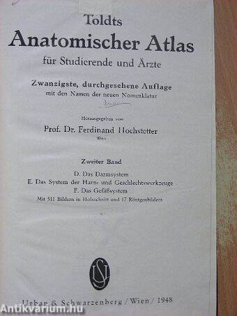 Toldts Anatomischer Atlas für Studierende und Ärzte II.