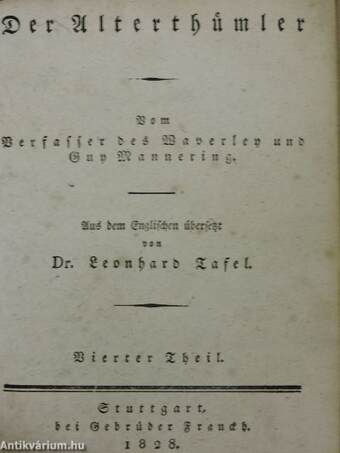 Der Alterthümler I-V. (gótbetűs) (rossz állapotú)