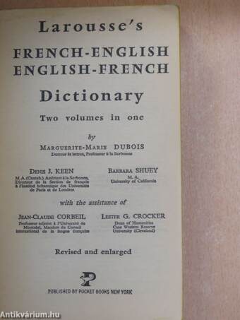 Larousse's French-English, English-French Dictionary