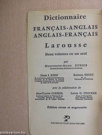 Larousse's French-English, English-French Dictionary