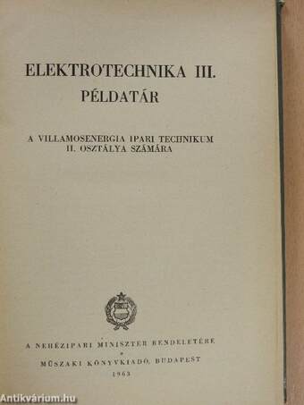 Elektrotechnika III. Példatár