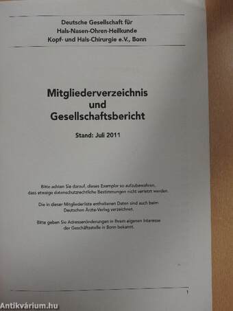 Mitgliederverzeichnis und Gesellschaftsbericht - Juli 2011