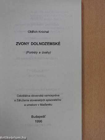 Zvony dolnozemské (dedikált példány)