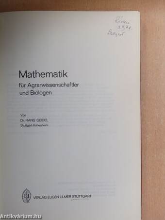 Mathematik für Agrarwissenschaftler und Biologen