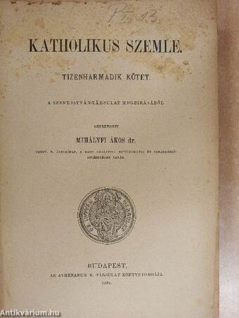 Katholikus Szemle 1899. január-december