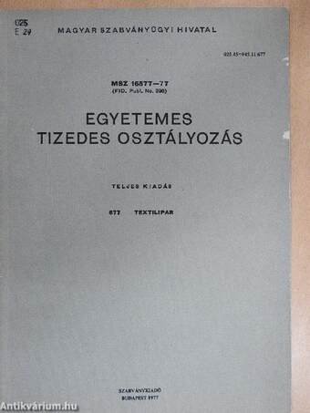 Egyetemes tizedes osztályozás 677.