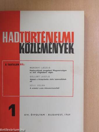 Hadtörténelmi Közlemények 1969/1-4.