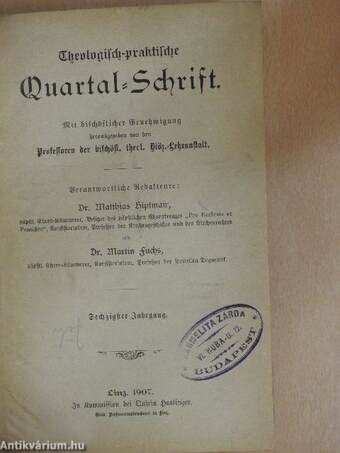 Theologisch-praktische Quartal-Schrift 1907/1-4. (gótbetűs)