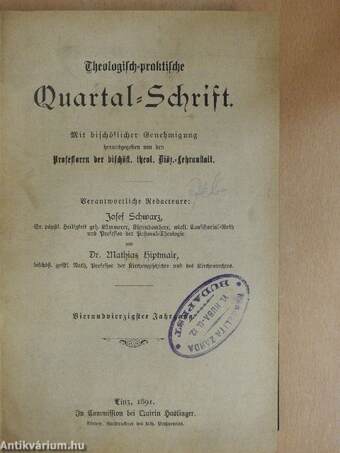 Theologisch-praktische Quartal-Schrift 1891/1-4. (gótbetűs)