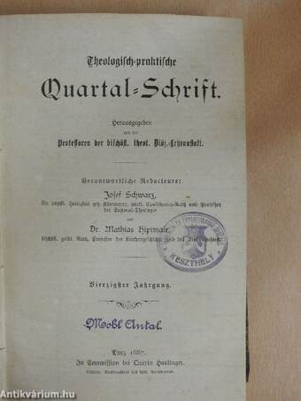 Theologisch-praktische Quartal-Schrift 1887/1-4. (gótbetűs)