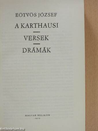 A karthausi/Versek/Drámák