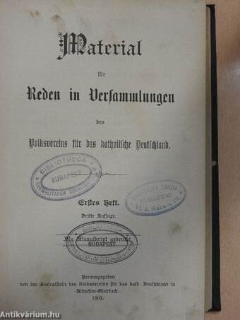 Material für Reden in Versammlungen des Volksvereins für das katholische Deutschland I-III. (gótbetűs)