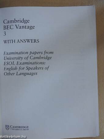 Cambridge BEC Vantage 3 - Student's Book with Answers