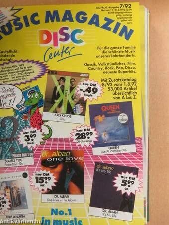 Disc Center Music Magazin 1992. Juli-Dezember (fél évfolyam)