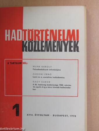 Hadtörténelmi Közlemények 1970/1-4.