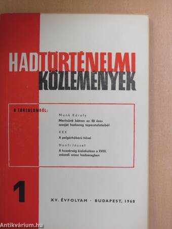 Hadtörténelmi Közlemények 1968/1-4.