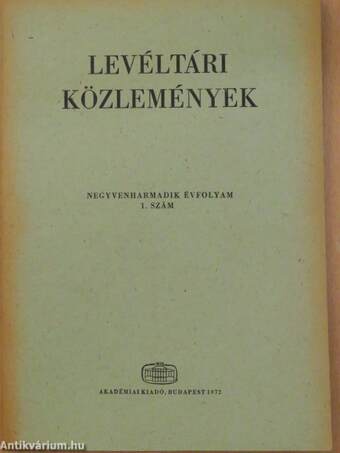 Levéltári közlemények XLIII/1-2