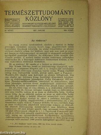 Természettudományi közlöny 1927. januárius