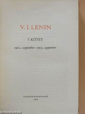 V. I. Lenin összes művei 7.