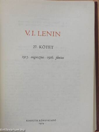 V. I. Lenin összes művei 27.