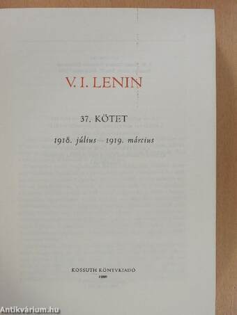 V. I. Lenin összes művei 37.