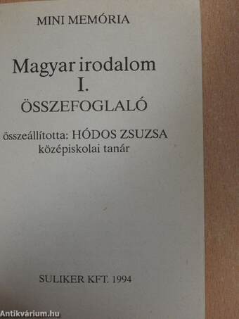 Magyar irodalom összefoglaló 1.