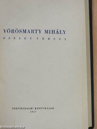 Vörösmarty Mihály összes versei II. (töredék)