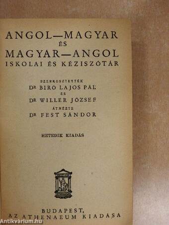 Angol-magyar és magyar-angol iskolai és kéziszótár